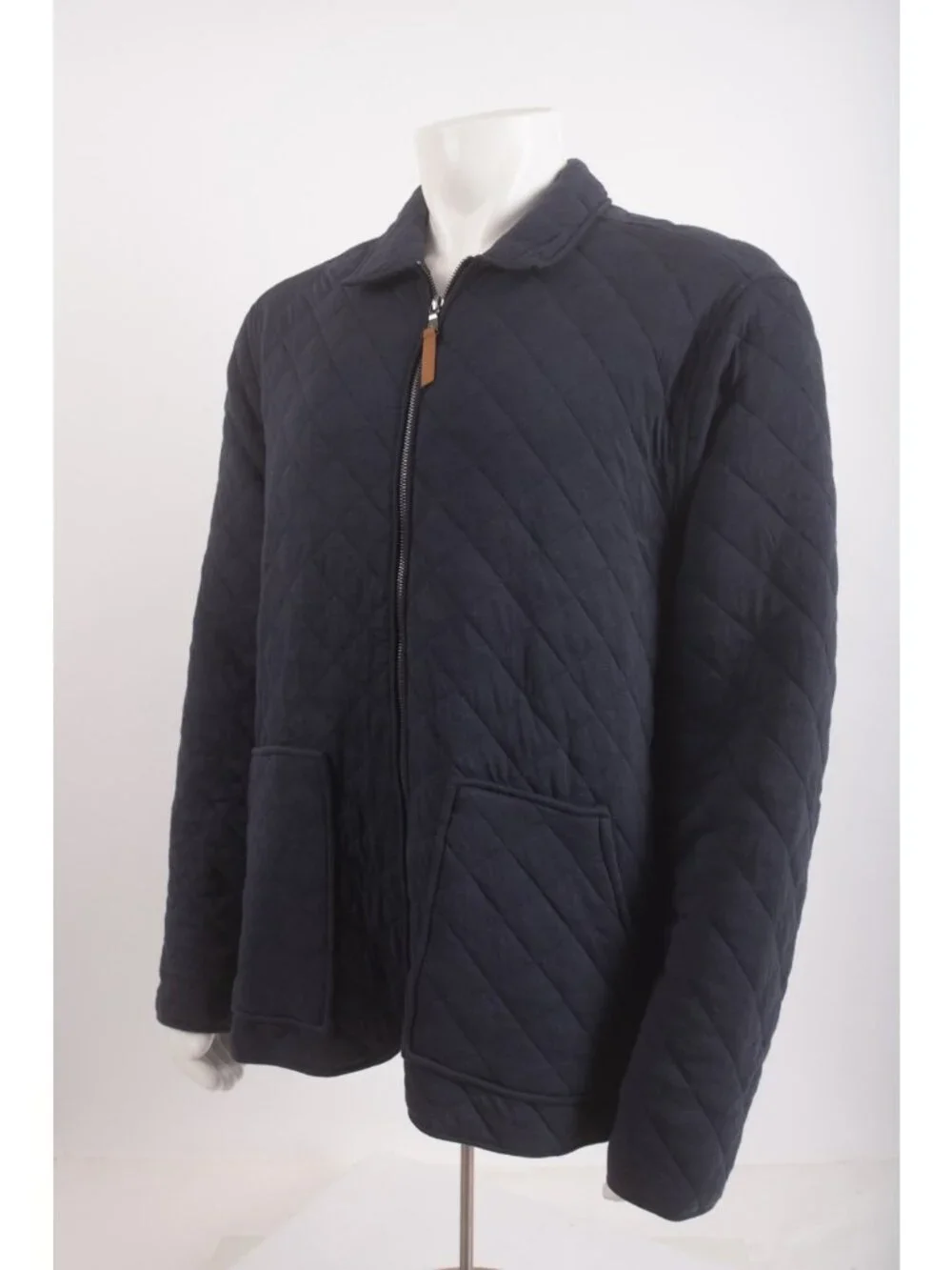 Banana Republic Mens Jacket Quilted Full Zip XL Navy Blue Diamond Stitch NWT